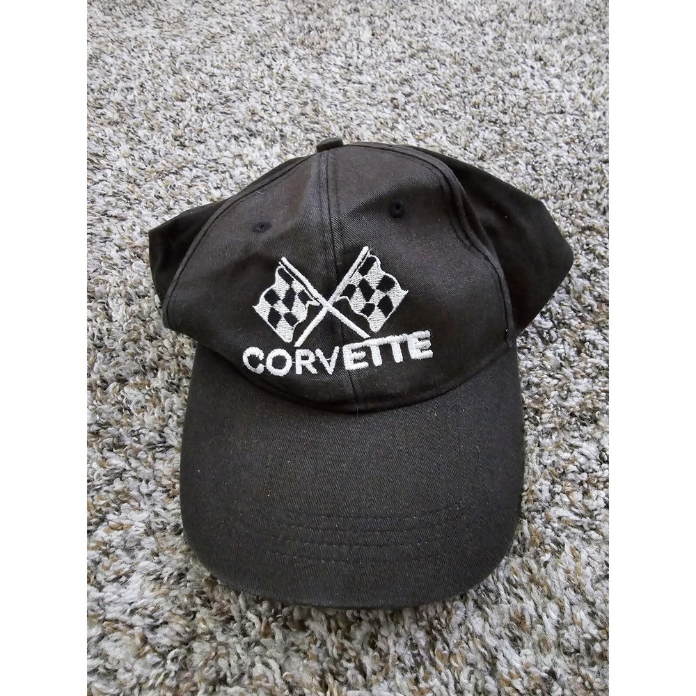 Vintage Corvette CapAmerica Black Strapback‎ Baseball Cap OSFM